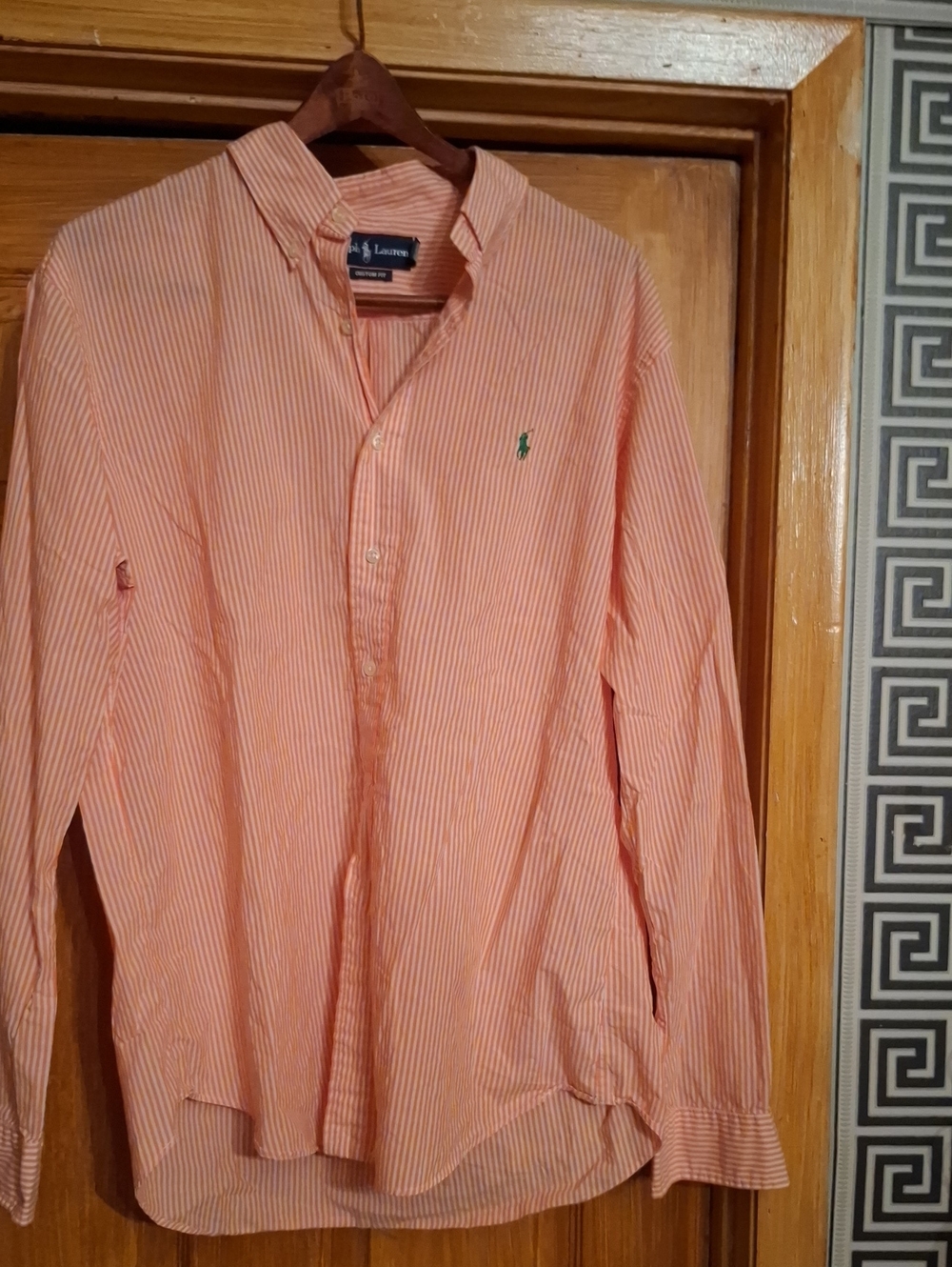 Polo by Ralph Lauren Peach-Orange Striped Button-Up Shirt